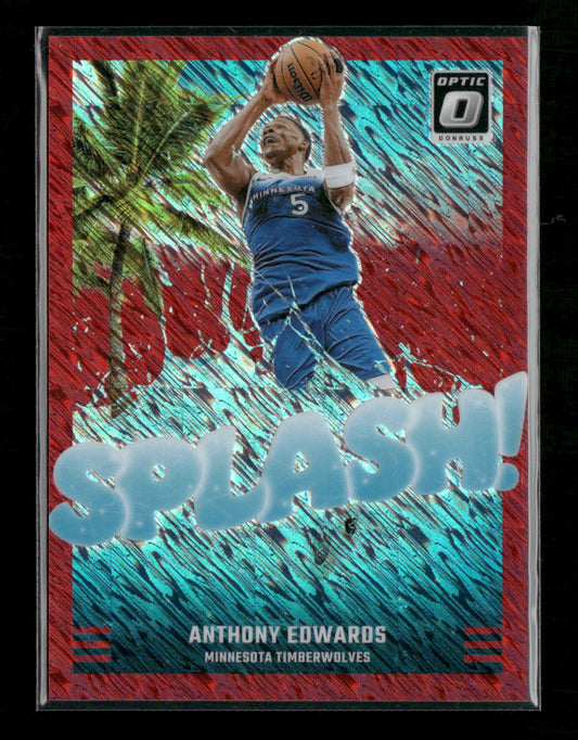 2024-25 Donruss Optic Splash! Red Shimmer Anthony Edwards #/75 #7