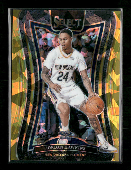 2024-25 Panini Select Gold Cracked Ice Prizm Jordan Hawkins #/10 #348