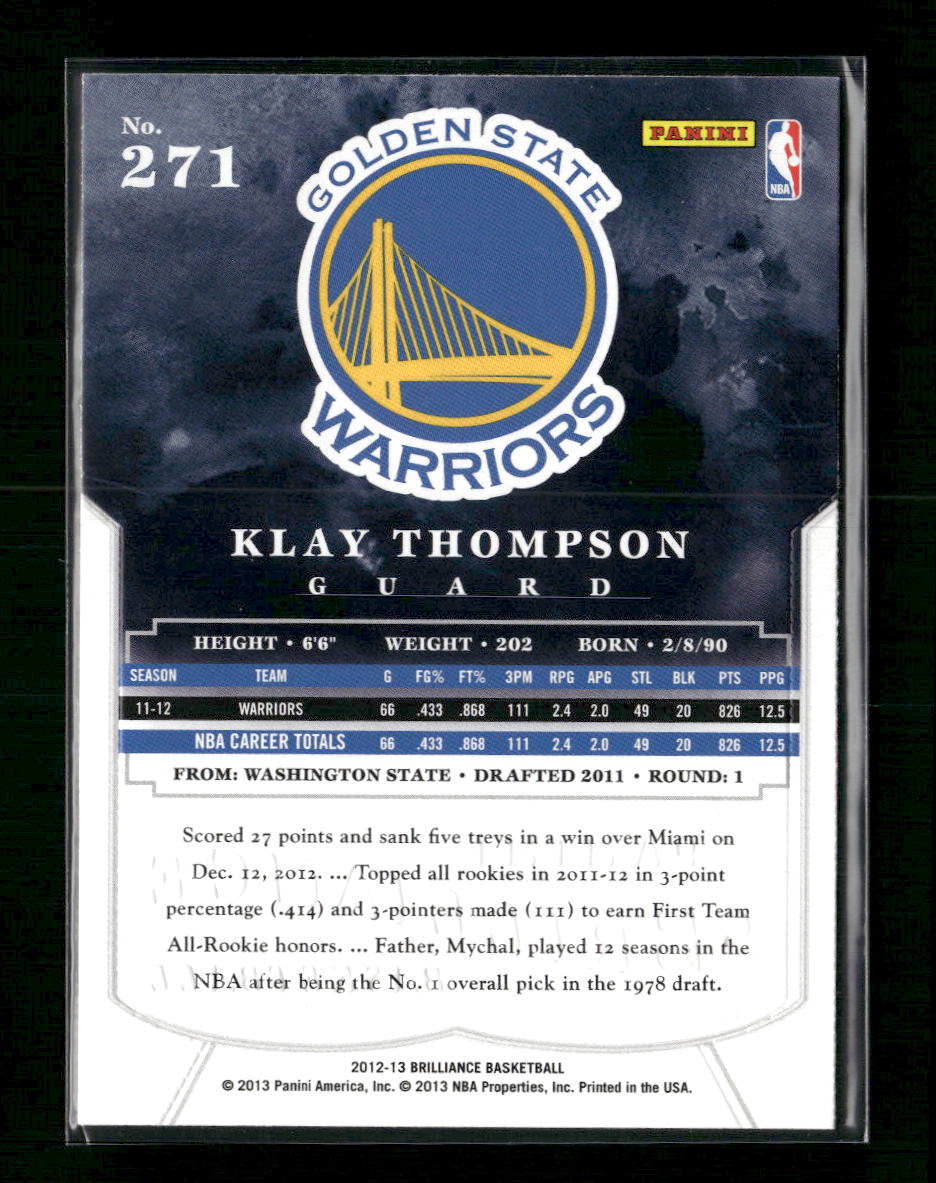 2012-13 Panini Brilliance Klay Thompson Rookie #271