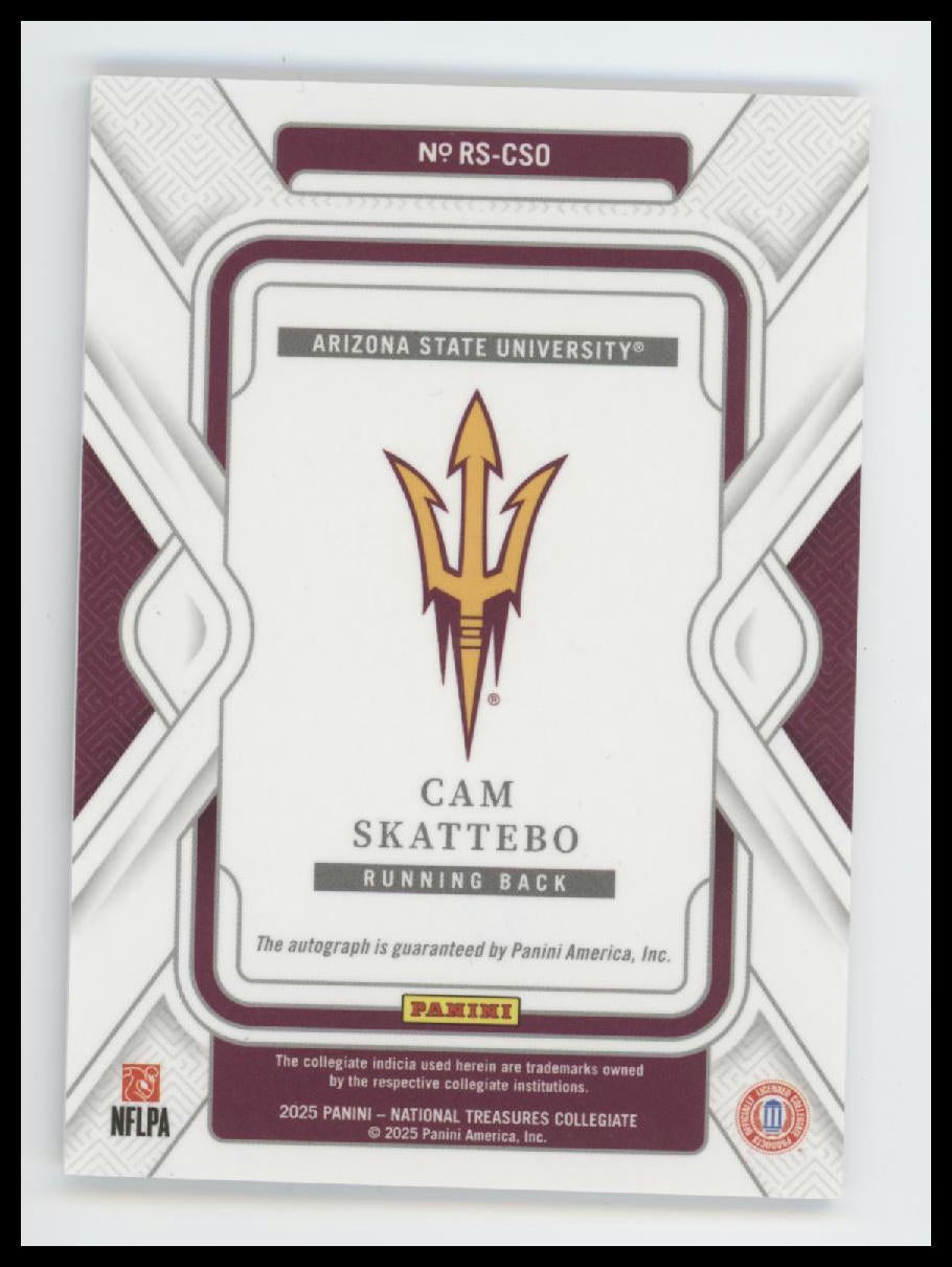 2025 Panini National Treasures Collegiate Silhouettes Cam Skattebo #/99 #RS-CSO