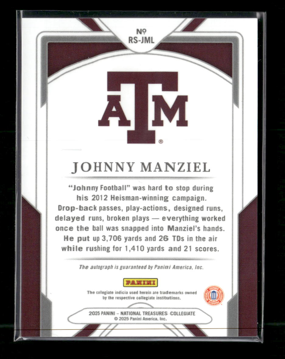 2025 Panini National Treasures Collegiate Johnny Manziel #/99 Auto #RS-JML