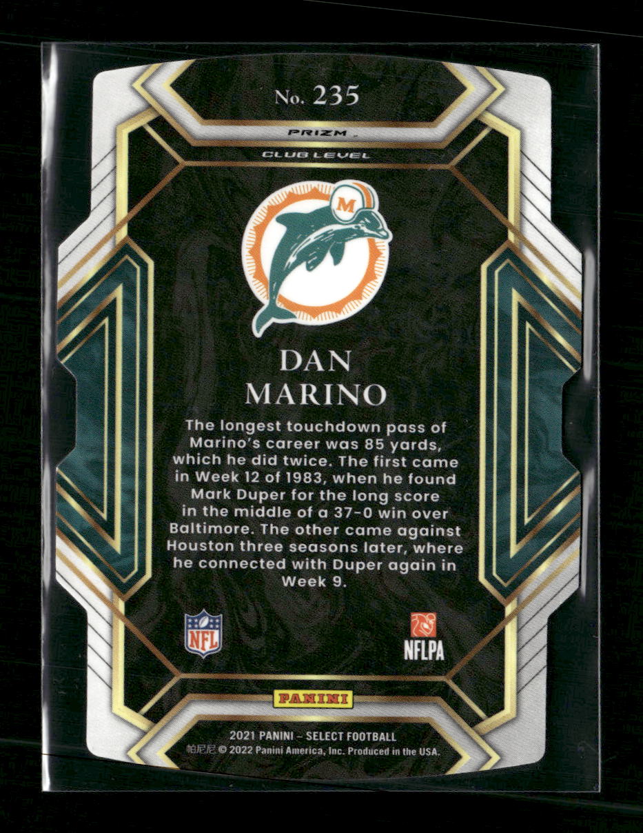 2021 Panini Select Zebra Prizm Die Cut Dan Marino #235