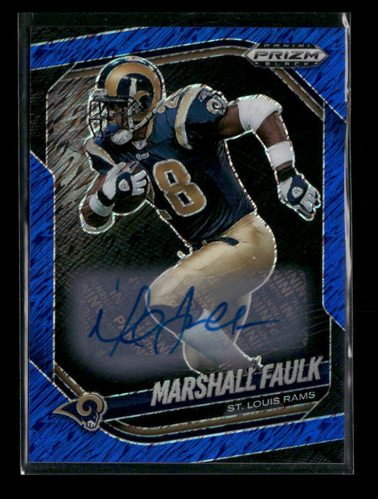 2025 Panini Prizm Black Blue Shimmer Auto #/15 Marshall Faulk #140