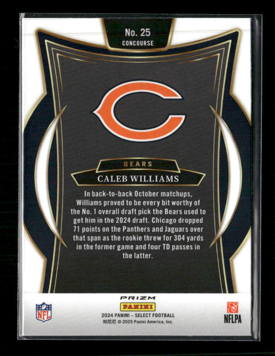 2024 Panini Select Black & Blue Prizm Shock Caleb Williams Rookie #25