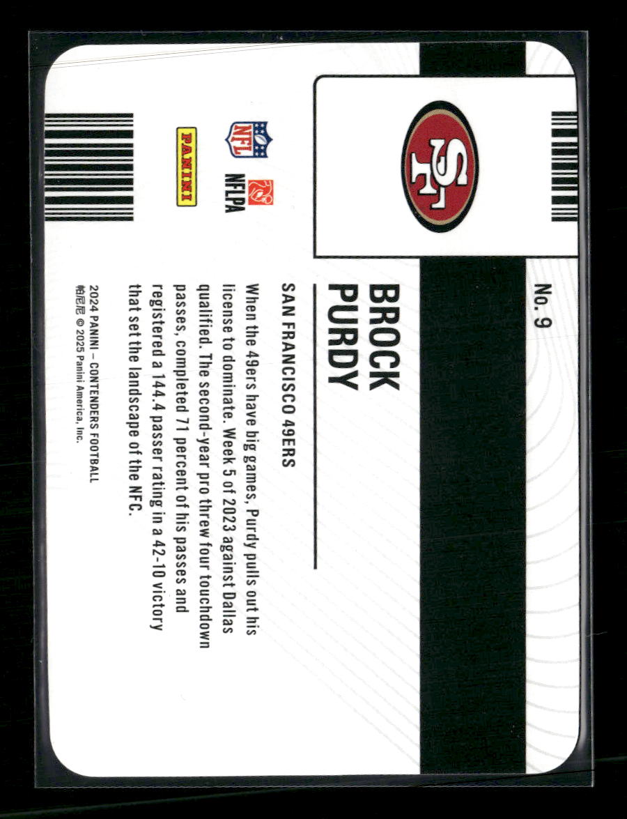 2024 Panini Contenders License to Dominate Brock Purdy #9