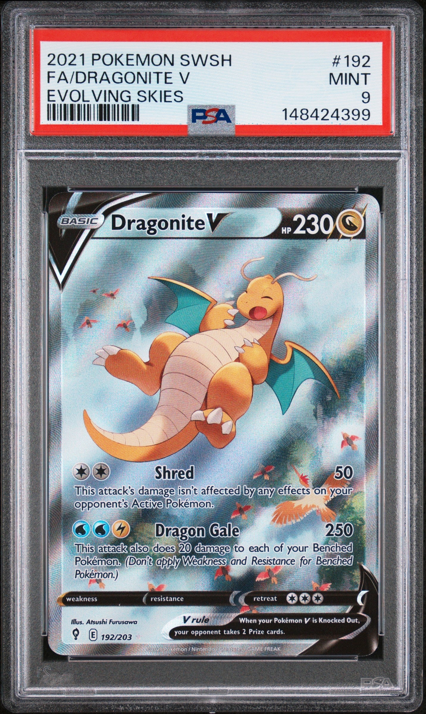 2021 Pokemon Sword & Shield Evolving Skies Fa/Dragonite V 9 PSA #192