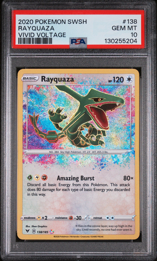 2020 Pokemon Sword & Shield Vivid Voltage Vivid Voltage Rayquaza 10 PSA #138