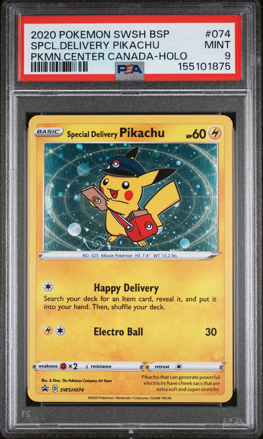 2020 Pokemon Swsh BSP Pkmn.Center Canada-Holo Spcl.Delivery Pikachu 9 PSA #074