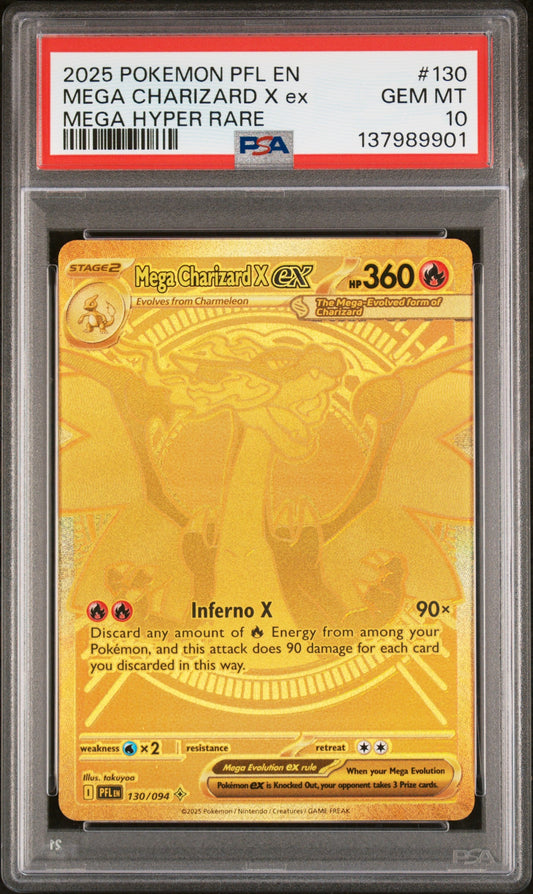 2025 Pokemon Phantasmal Flames Mega Hyper Rare Mega Charizard X Ex 10 PSA #130