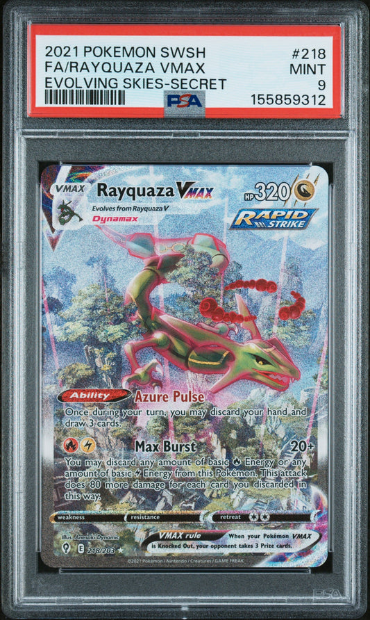 2021 Pokemon Sword & Shield Evolving Skies-Secret Fa/Rayquaza Vmax 9 PSA #218
