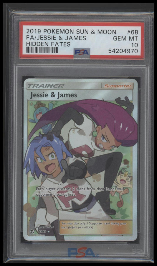 2019 Pokemon Sun & Moon Hidden Fates Hidden Fates Fa/Jessie & James 10 PSA #68