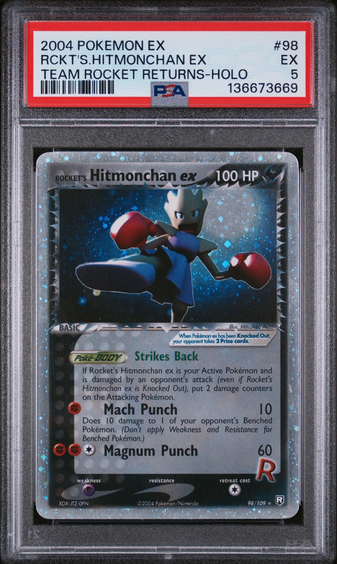 2004 Pokemon Ex Team Rocket Returns-Holo Rckt'S.Hitmonchan Ex 5 PSA #98