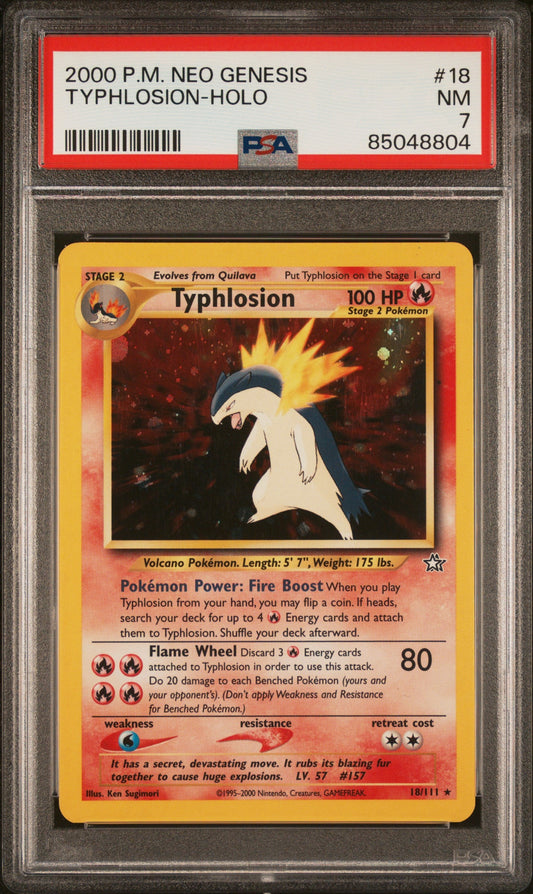 2000 Pokemon Neo Genesis Typhlosion-Holo 7 PSA #18