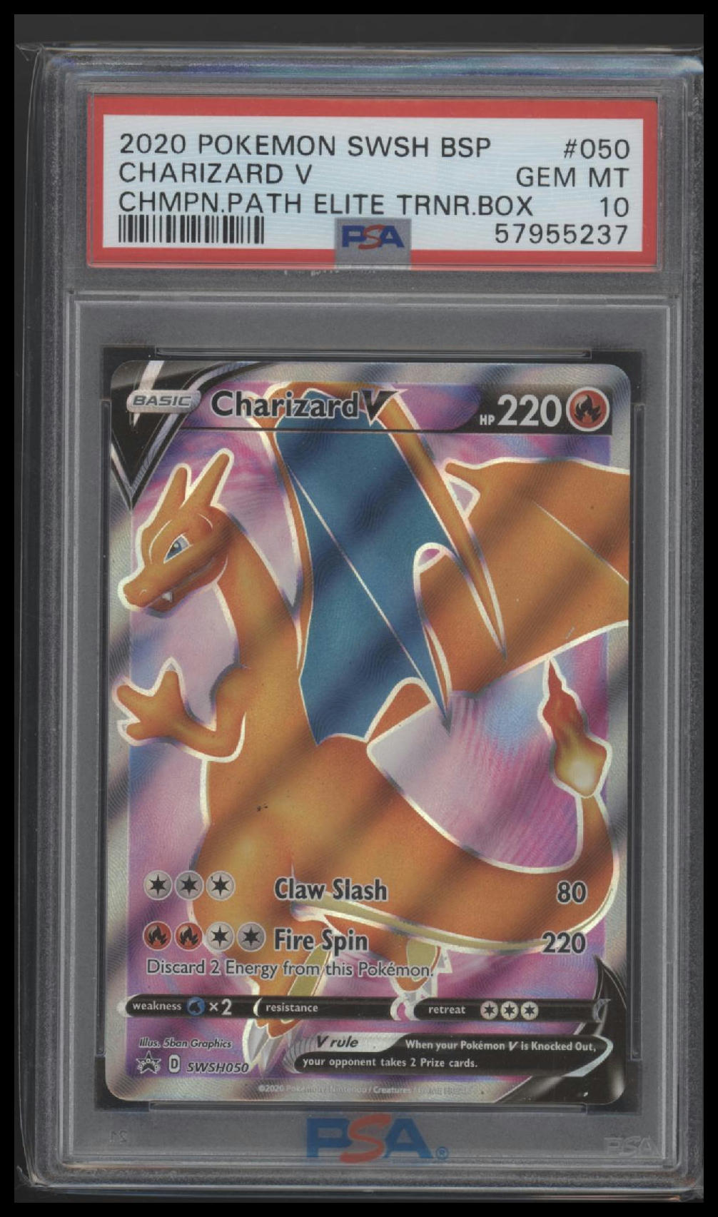 2020 Pokemon Swsh BSP Chmpn.Path Elite Trnr.Box Charizard V 10 PSA #050