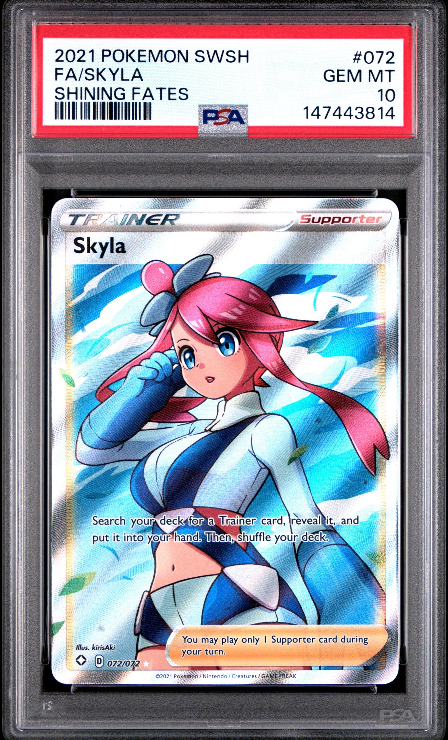 2021 Pokemon Sword & Shield Shining Fates Shining Fates Fa/Skyla 10 PSA #072