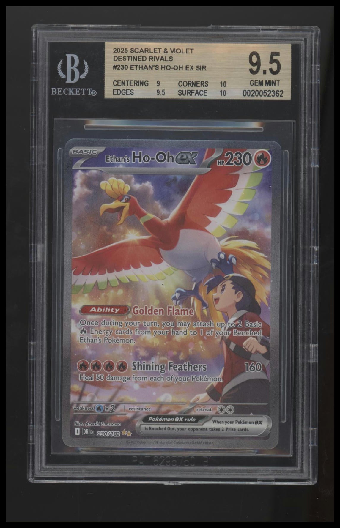 2025 Pokemon Scarlet & Violet Destined Rivals Ethan's Ho-Oh ex SIR 9.5 BGS #230