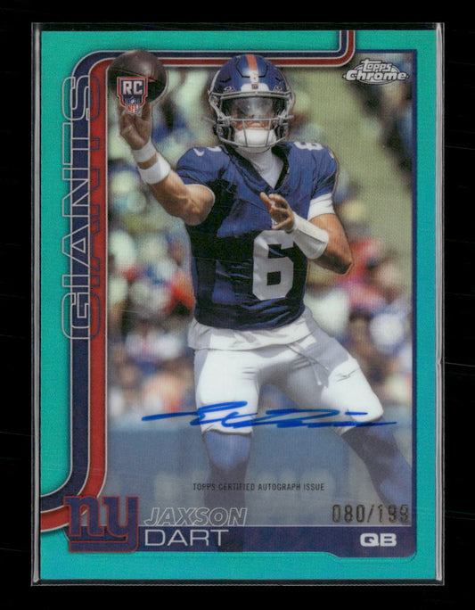 2025 Topps Chrome Rookie Autographs Aqua Refractor Jaxson Dart /199 #RA-JD