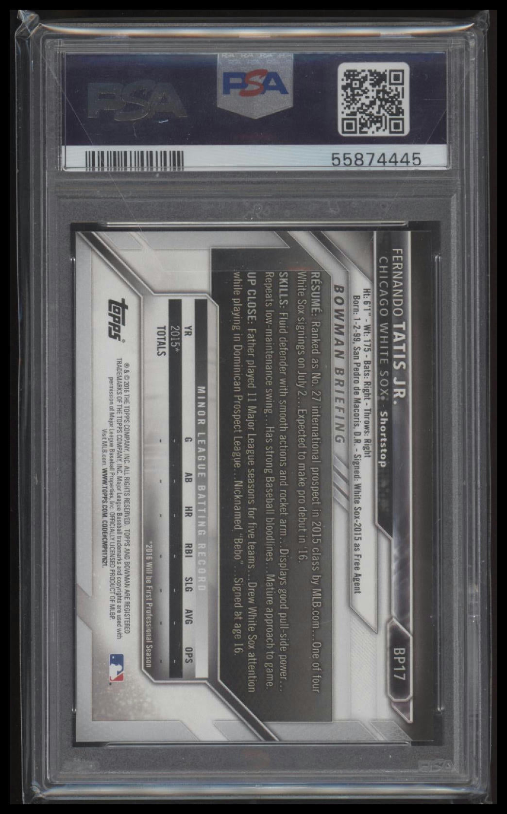 2016 Bowman Prospects Fernando Tatis Jr. 9 PSA #BP17