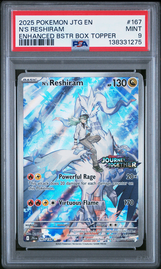 2025 Pokemon Journey Together Enhanced Bstr Box Topper N'S Reshiram 9 PSA #167