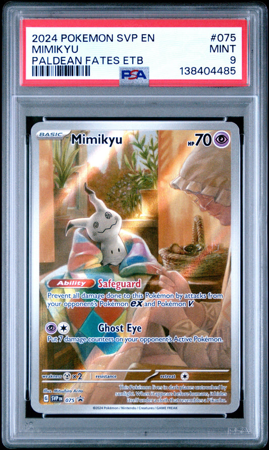 2024 Pokemon Svp En-Sv Black Star Promo Paldean Fates Etb Mimikyu 9 PSA #075