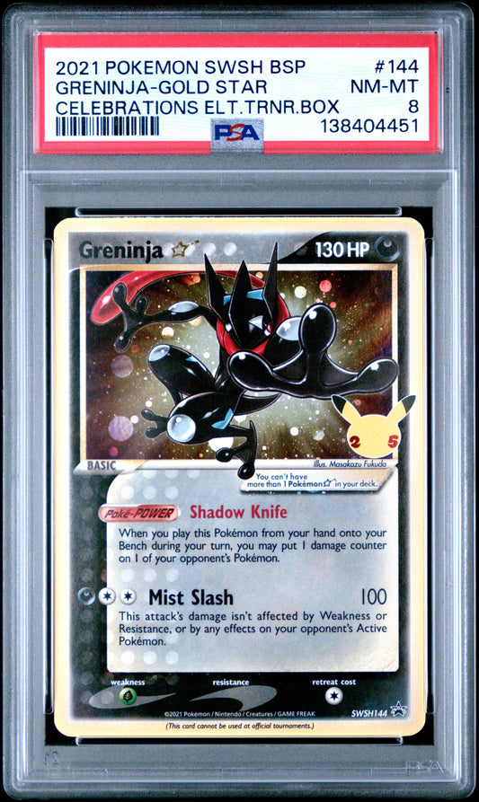 2021 Pokemon Swsh BSP Celebrations Elt.Trnr.Box Greninja-Gold Star 8 PSA #144