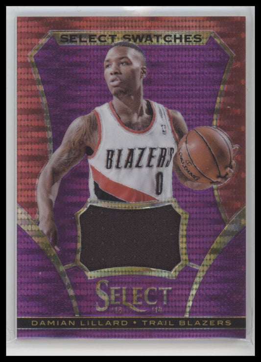 2013-14 Panini Select Swatches Prizms Purple Damian Lillard #/60 #77