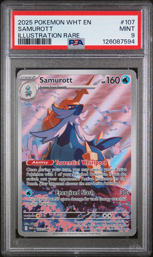2025 Pokemon Wht En-White Flare Illustration Rare Samurott 9 PSA #107