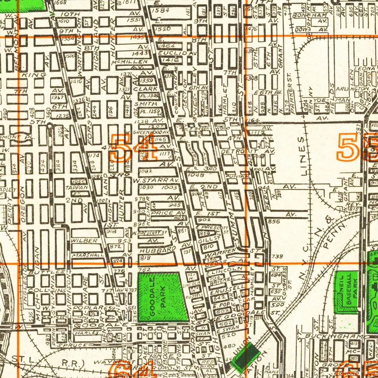 Vintage Map of Columbus, Ohio 1916
