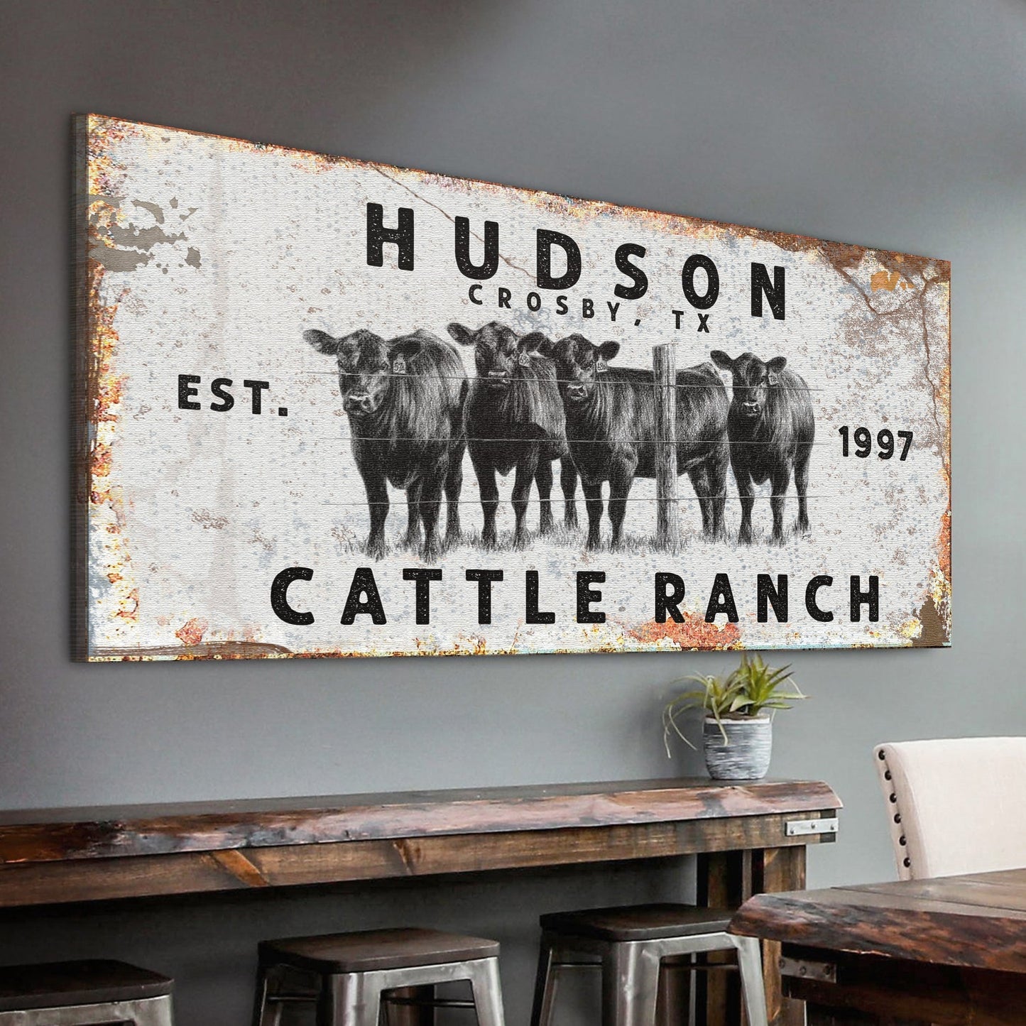 Personalized Cattle Ranch Rustic Sign II