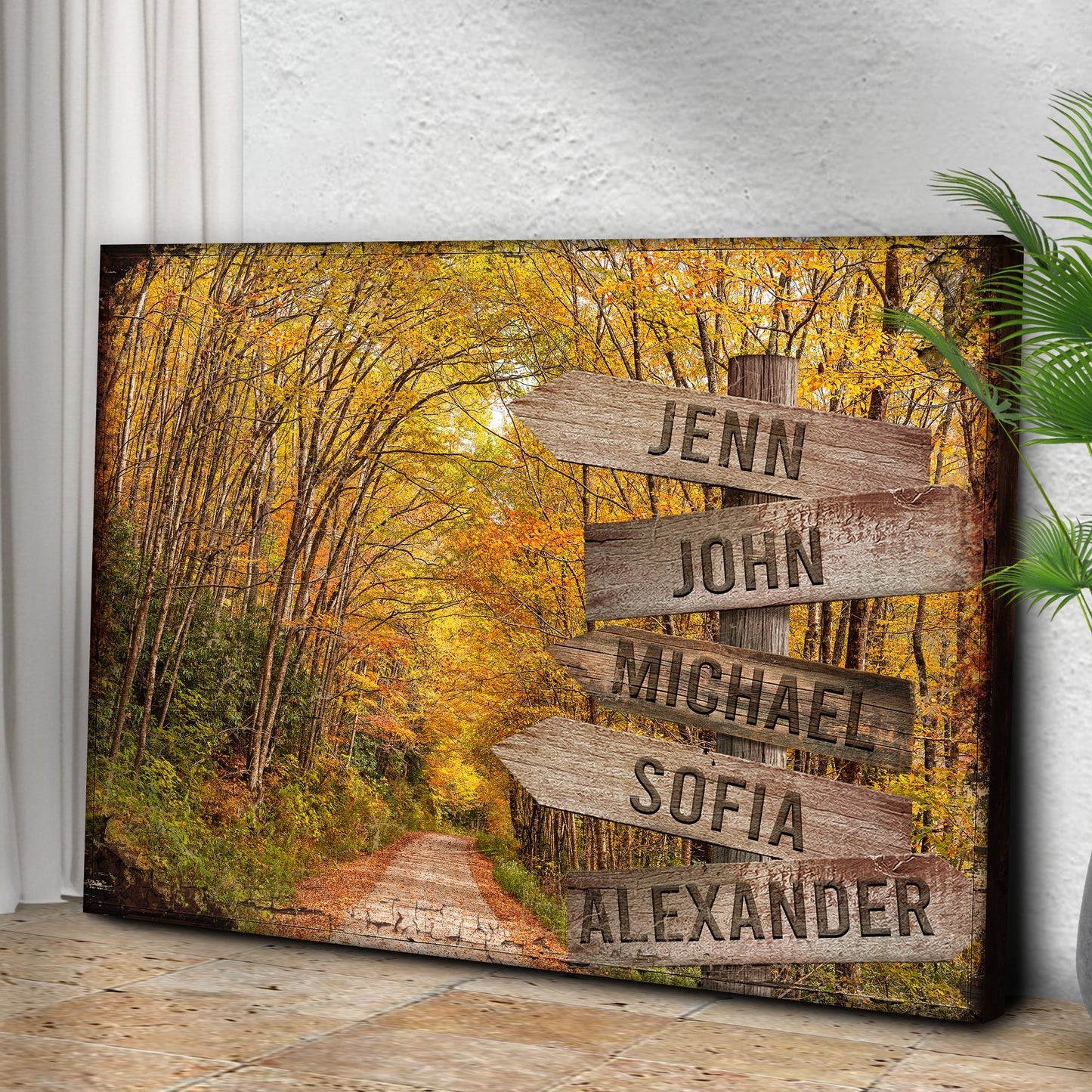 Autumn Road Family Name Sign
